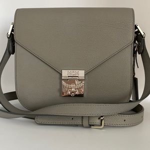 MCM Patricia Leather Crossbody Bag Gray